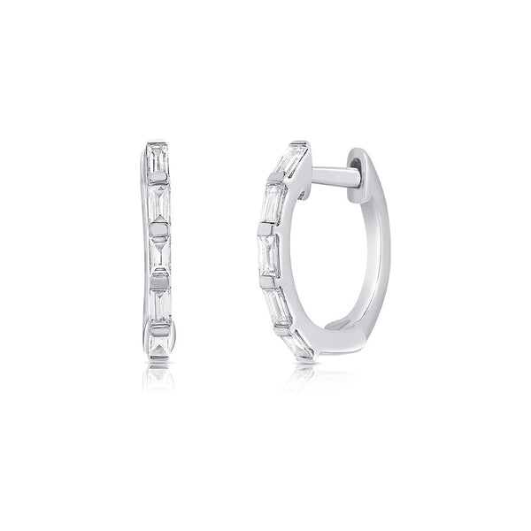 Baguette Diamond Huggie Earrings - 1